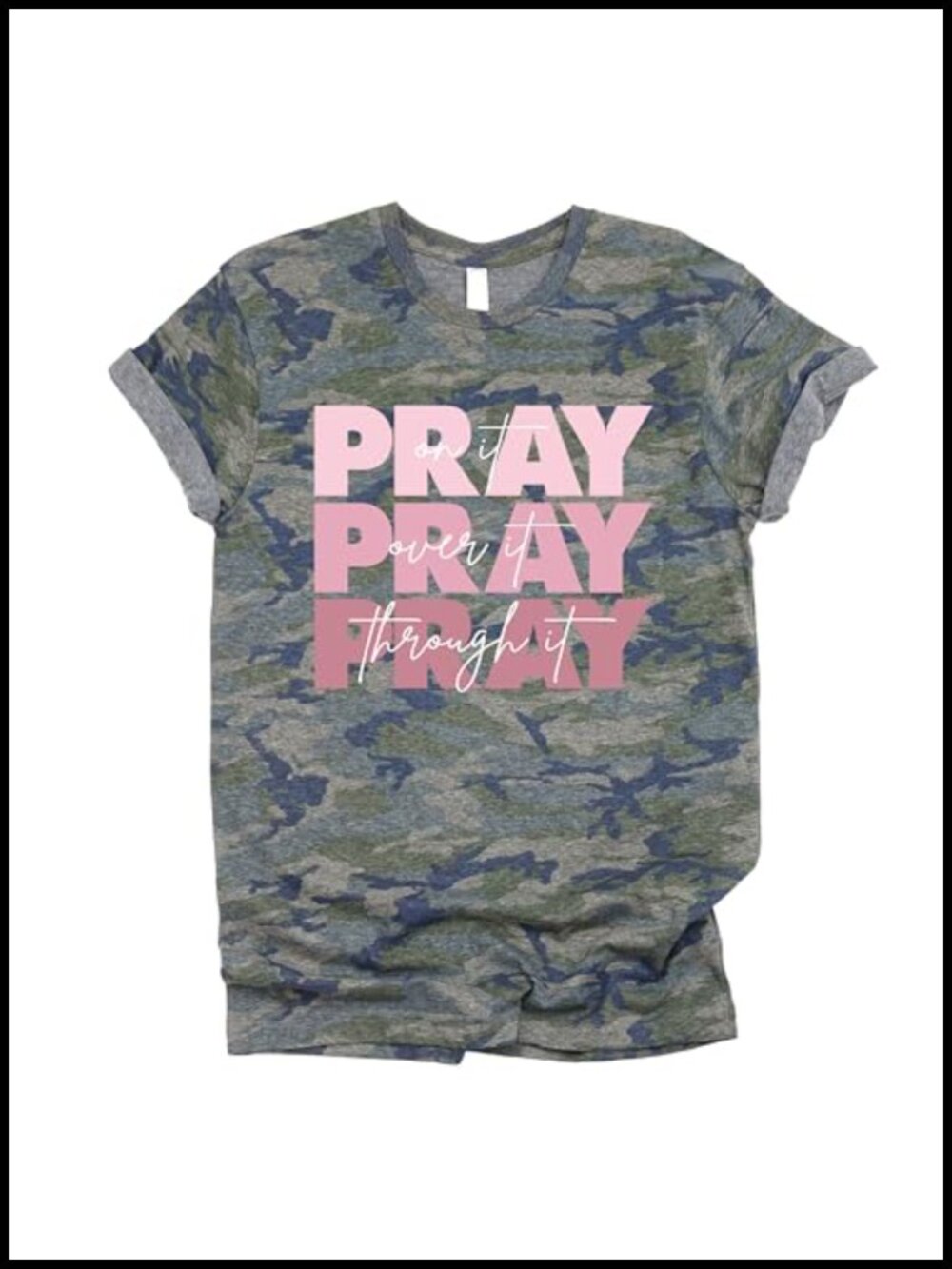 Women's Christian Faith Tee Pray On It Crew Neck Short Sleeve T-Shirt
